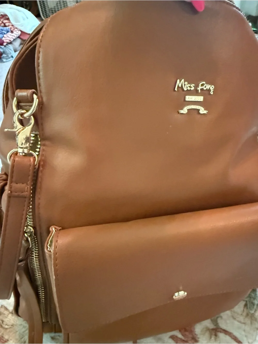 Miss Fong Leather Tote in Warm Cognac